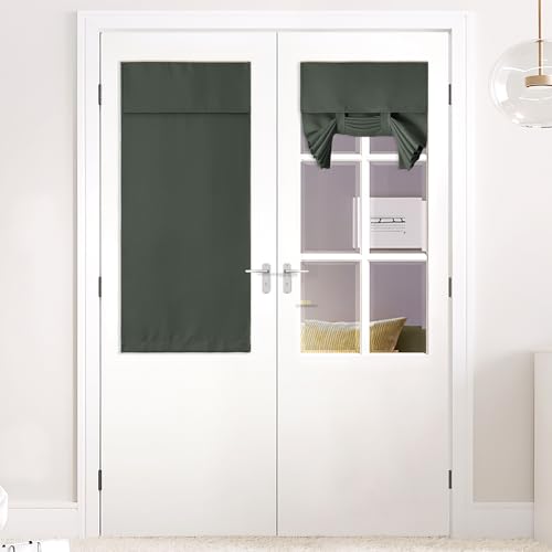 NICETOWN Dark Mallard Thermal Insulated French Door Curtain - 26" W x 40" L