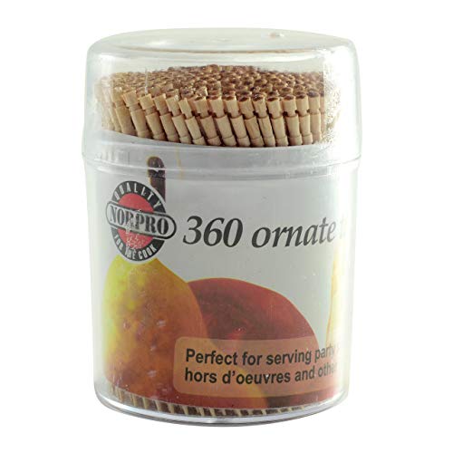 Norpro Ornate Wooden Toothpicks 360 Pieces with Clear Holder - Variation 1