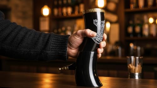Viking Drinking Horn Mug 9-12 Inch Rustic Gift for Beer Wine Men