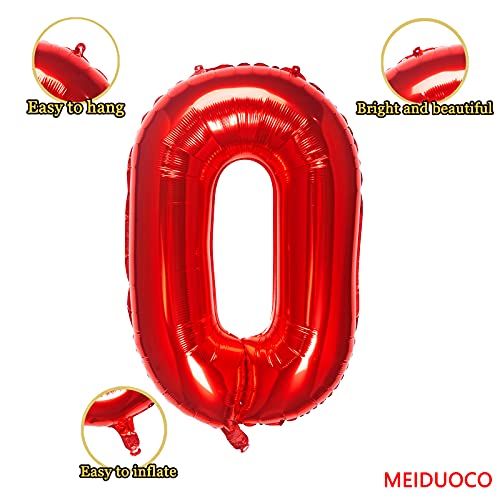 32 Inch Red Number 0 Foil Balloon for Birthday Party Decoration