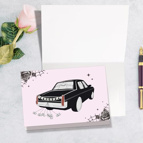 Gothic Halloween Anniversary Card Spooky Hearse Greeting Card
