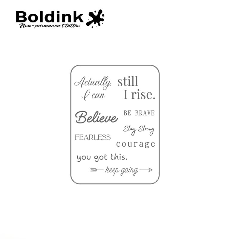 Boldink Semi-Permanent English Words Temporary Tattoos Realistic Fake Ink