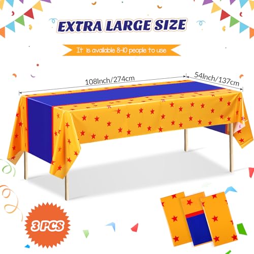 Oudain Anime Theme Party Tablecloth - 3 Pack, 108 x 54 Inch Plastic Cover