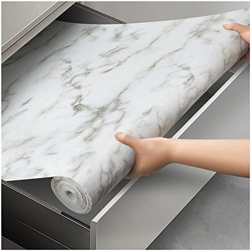 Viseeko Non-Adhesive Marble Shelf Liner - 12in x 10ft Waterproof Drawer Mat