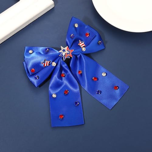 Patriotic Hair Bows 3PCS - Red White and Blue American Flag Hair Clips