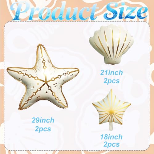 6Pcs Ocean-Themed Starfish and Seashell Balloons Set