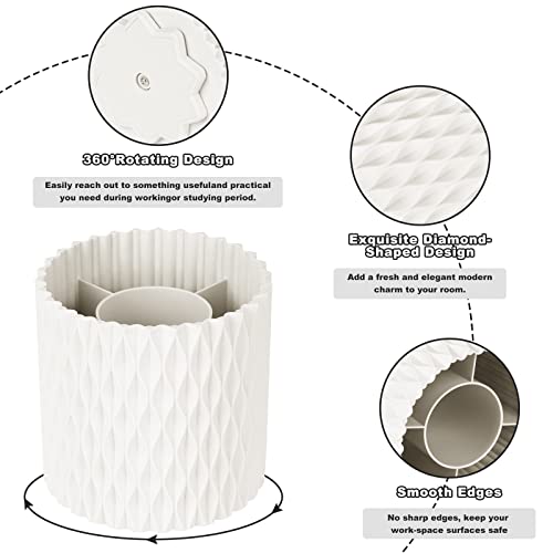 White 360° Rotating Makeup Brush Holder Organizer - 5-Slot Cup
