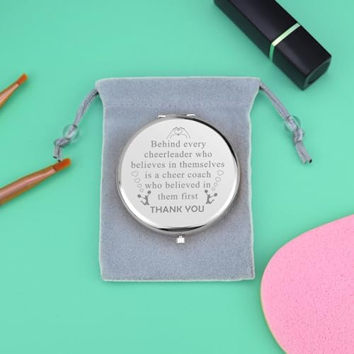 Cheer Coach Travel Makeup Mirror Appreciation Gift Silver