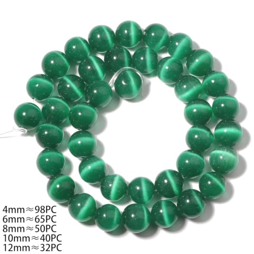 6mm Dark Green Cat Eye Stone Beads Bracelet for Jewelry Making
