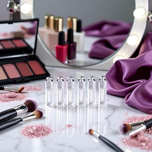 PurYupearl 6 Pcs 3ml Empty Clear Lip Gloss Tubes and Refillable Containers