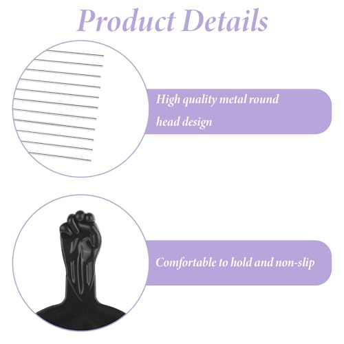 Metal Hair Pick Comb for Curly Hair and Afro Styling with Fist Handle