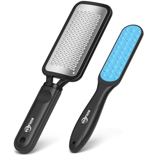 Kolavia 2 Pack Foot File Callus Remover - Stainless Steel Double-Sided Foot Scrubber