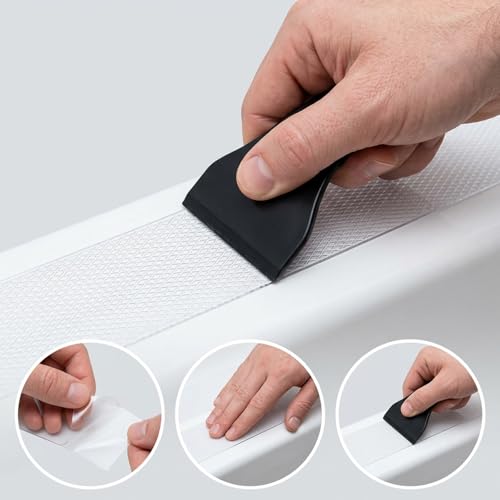 Misisulin 24-Piece Extra-Large Rectangle Non-Slip Shower Floor Stickers - Safety Anti-Slip Decals for Bathtubs, Stairs, and Shower Floors