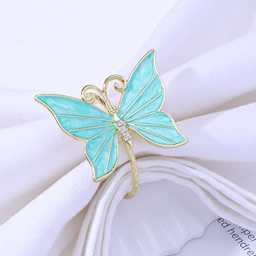 Green Butterfly Napkin Rings Set of 8 - Flower Butterfly Cloth Holders for Easter, Wedding, Christmas, Dinner Parties