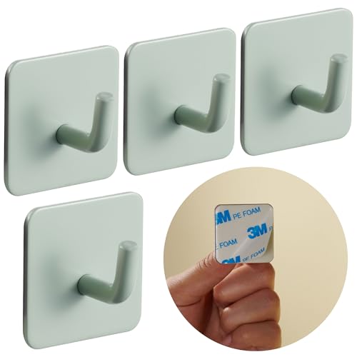 DEKAZIA Mint Green Adhesive Wall Hooks - Set of 4 for Kids Room