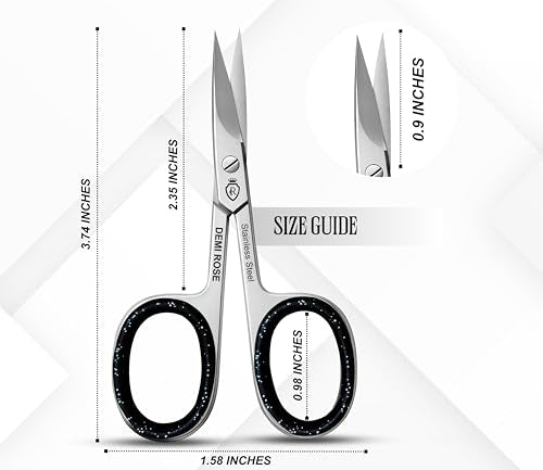 DEMI ROSE Curved Nail Scissors & Precision Grooming Cuticle Scissors