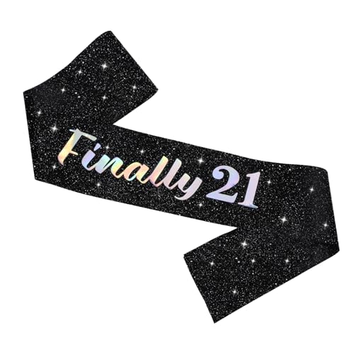 21st Birthday Sash with Glitter - Elegant Black Party Decoration