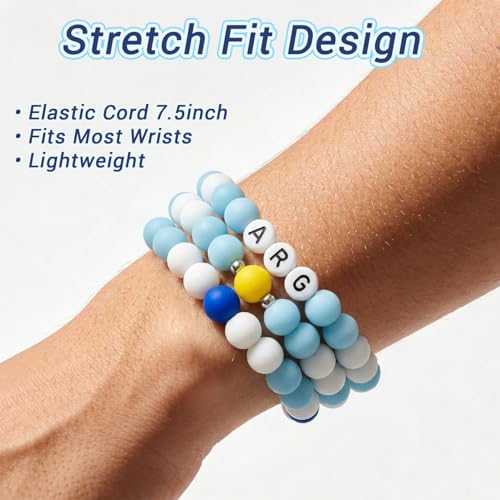 Goldwise Soccer Fan Bracelet Set for Men 3PCS Team Spirit Wristbands