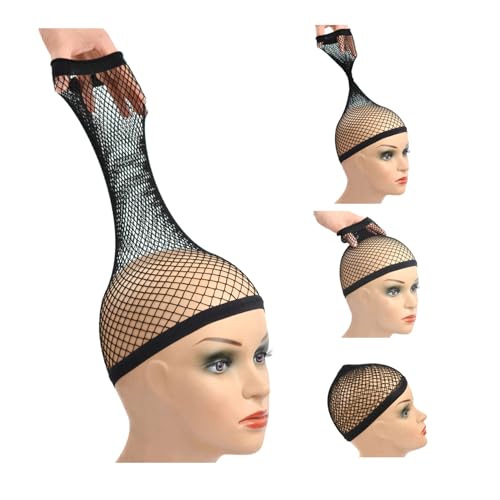 Mesh Wig Caps for Long Hair Open End Weaving Hair Net Black Large 2 Pack