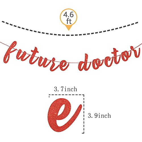 Future Doctor Banner - Red Glitter Graduation Party Decor 2026