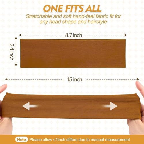 Yunaking Women's Non-Slip Athletic Headbands 8-Pack Soft Stretchy Sweat-Wicking Hair Bands for Yoga, Running & Workout