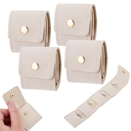 Mini Travel Jewelry Case - 4 Pocket PU Leather Organizer