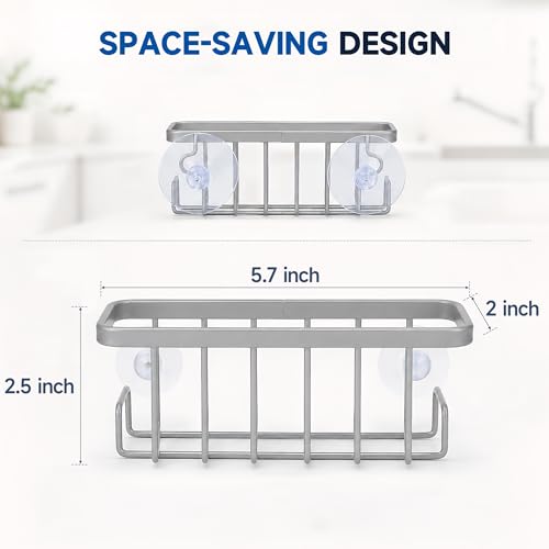 Rustproof Kitchen Sink Sponge Holder with Dual Side Hooks