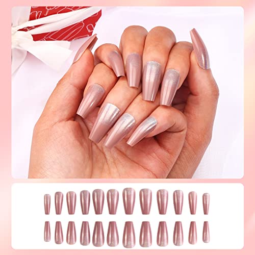 MLEN DIARY Medium Coffin Press on Nails - 24 PCS Acrylic Fake Nails