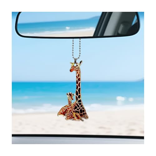 Acrylic Giraffe Rear View Mirror Pendant - Fun Car Decoration