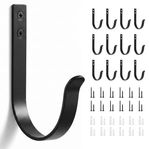 POZEAN 12 Pack Heavy Duty Wall Mounted Coat Hooks - Organize Coats, Bags & Hats