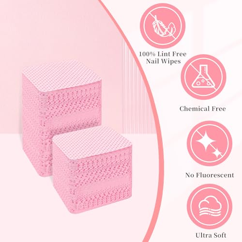 BQAN Lint-Free Nail Wipes & Remover Pads Set with Storage Box (600 PCS)