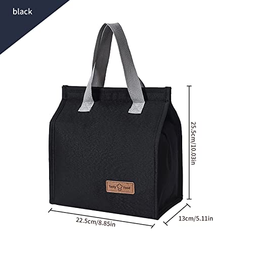 2pcs Black Insulated Lunch Bag Set - Reusable Tote Bags