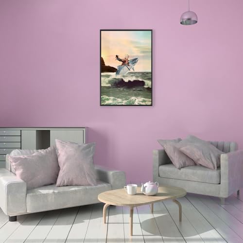 Cowboy Surfing Fish Canvas Poster - Vibrant Ocean Wall Art 8x12in