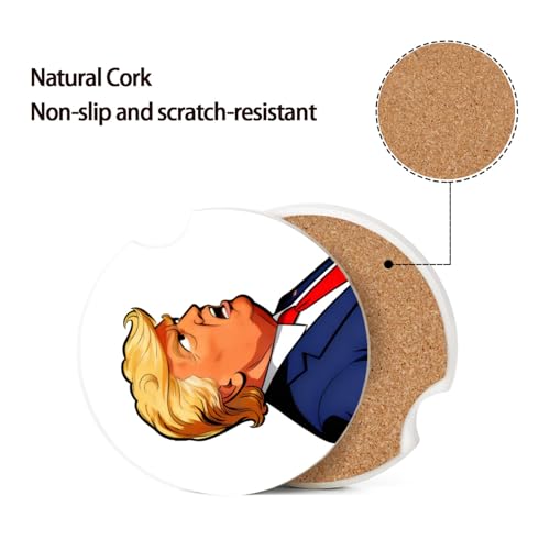 Absorbent Ceramic Car Coasters Set of 2 - 2.56" Funny Gift