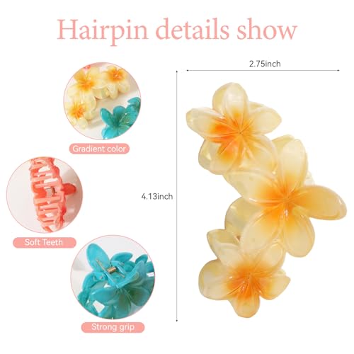 JYOUX Hawaiian Floral Hair Claw Clips 4-Piece Anti-Slip Beach Hair Accessories