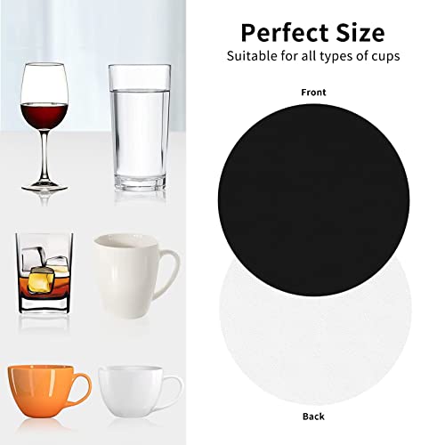 Personalized Leather Coasters Set of 6 Custom Round Black Drink Mats