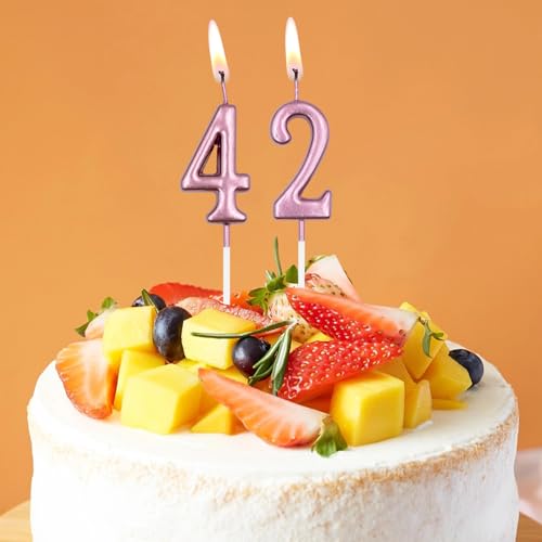 Rose Gold 66 Birthday Candles - Number 6 Cake Topper Decoration