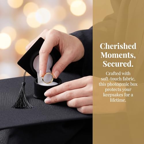Totority Graduation Cap Ring Box - Velvet Jewelry Case for Keepsakes
