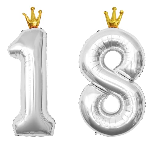 40 Inch Silver 18 Crown Balloon Set for Birthday & Wedding