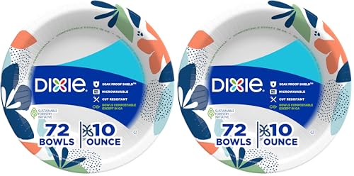 Dixie 10 Ounce Disposable Paper Bowls - 144 Count, Compostable