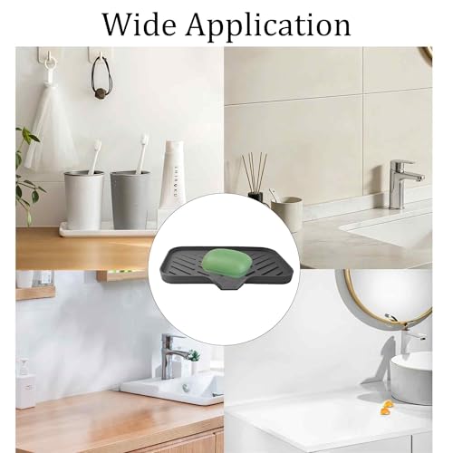 Silicone Bathroom Soap Dish & Sponge Holder - 9"x5" Grey