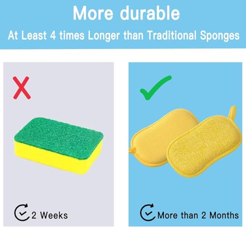 YUEMIN Clean 6-Pack Kitchen Sponges with Stainless Steel Scrub