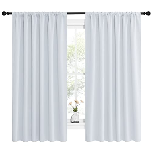 NICETOWN Thermal Insulated Room Darkening Curtains - Greyish White, 62"W x 63"L (Pack of 2)