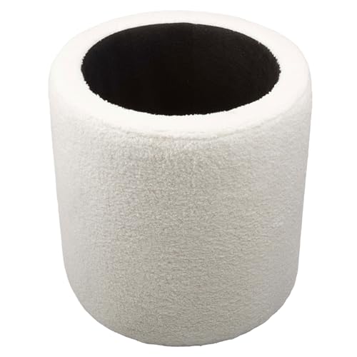 Lavish Home Storage Ottoman - Teddy Fabric Upholstered Ottoman with Wood Top for Living Room, Dorm, or Apartment - Ottomans with Storage (Cream)