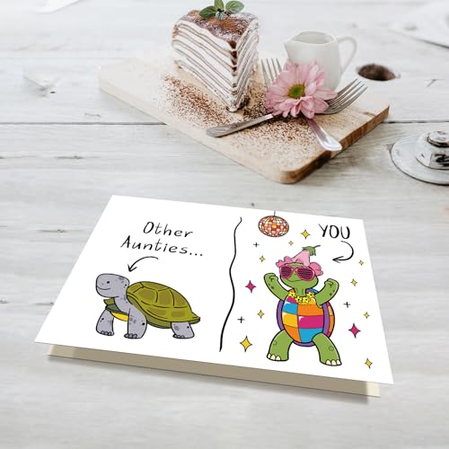 Funny Auntie Birthday Card Gift - Cute Turtle for Auntie from Niece/Nephew