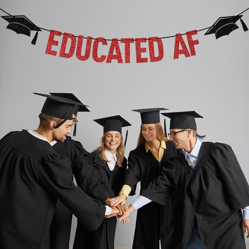 Black Glitter Educated AF Graduation Banner - Class of 2026