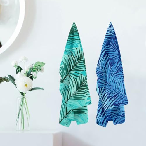 Palm Leaves Hand Towels Set of 2 - 14"x28" Absorbent Decorative Towels for Bathroom, Gym, Spa
