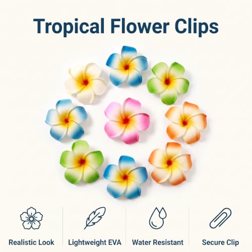 10 Pcs Colorful Plumeria Flower Hair Clips Hawaiian Beach Accessories
