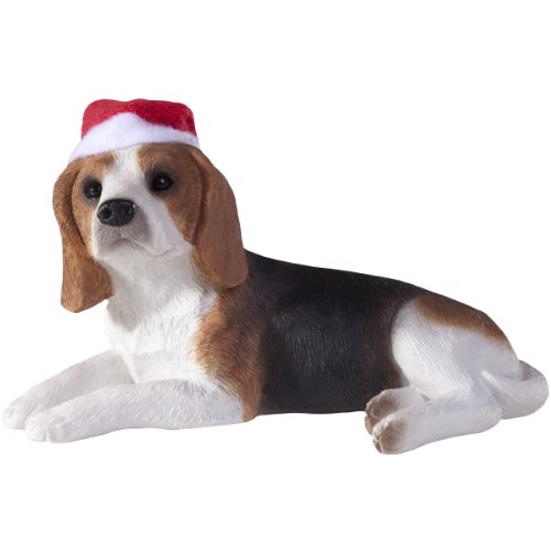 Sandicast Beagle Christmas Ornament - Santa Hat, Handcrafted Dog Decor