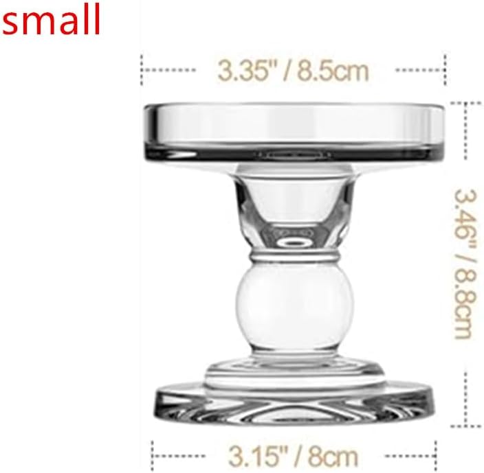Skiennix Crystal Glass Candle Holders - Elegant Clear Pillar Taper Design for Weddings & Parties | Small Size